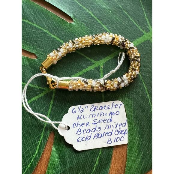 BOGO FREE Chez seed bead VTG 6.5” bracelet - Picture 2 of 2